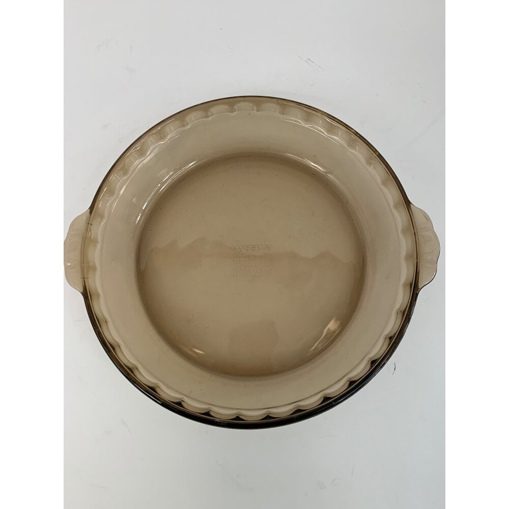 Pyrex Amber Glass Pie Plate #229 24cm Fluted Design Oven 8-10"